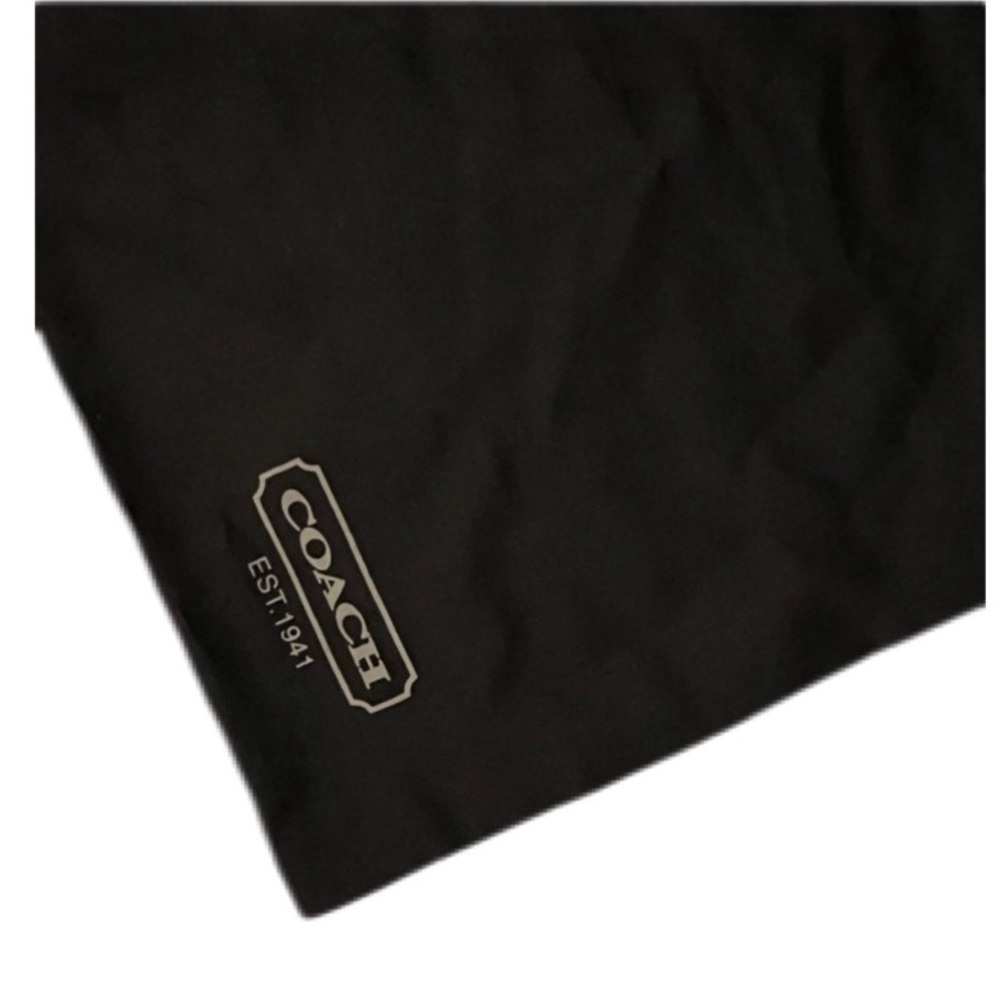 Large dark brown Coach satin dust bag for purse storage. Drawstring closure.